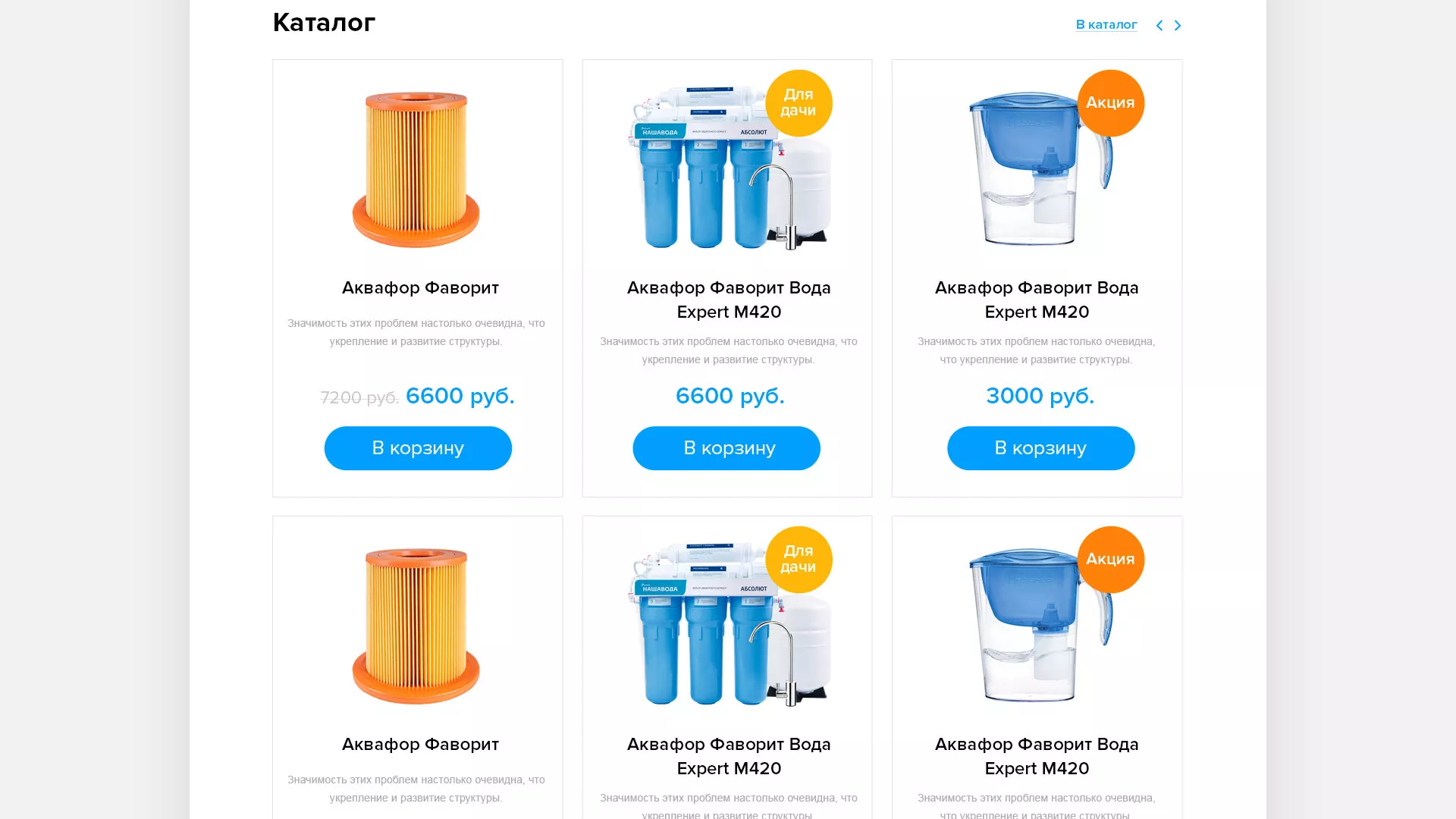 Создание интернет-магазина «Водолей» по продаже фильтров очистных сооружений в Выксе